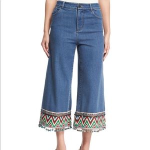 Alive+Olivia Beta Embroidered Pom-Pom Hem Jeans